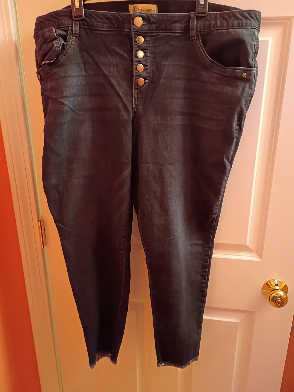 💙Democracy Dark Blue High-Rise Button-Fly Cropped Jeans Size 22W💙 - Picture 1 of 5